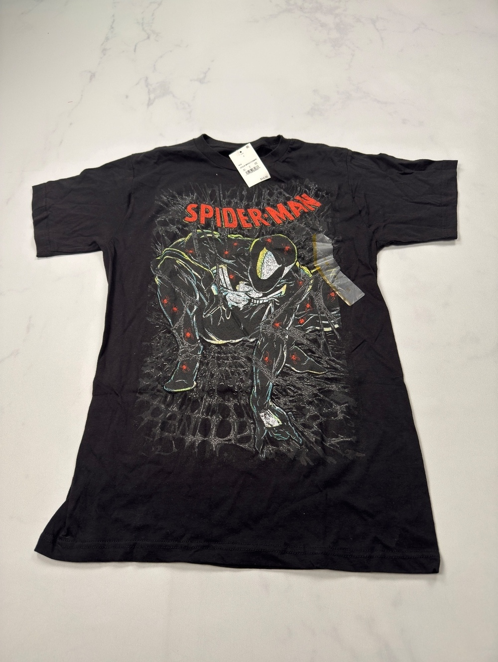 Marvel Spider-Man Black Graphic Tee Streetwear Comic - Mens S NWT